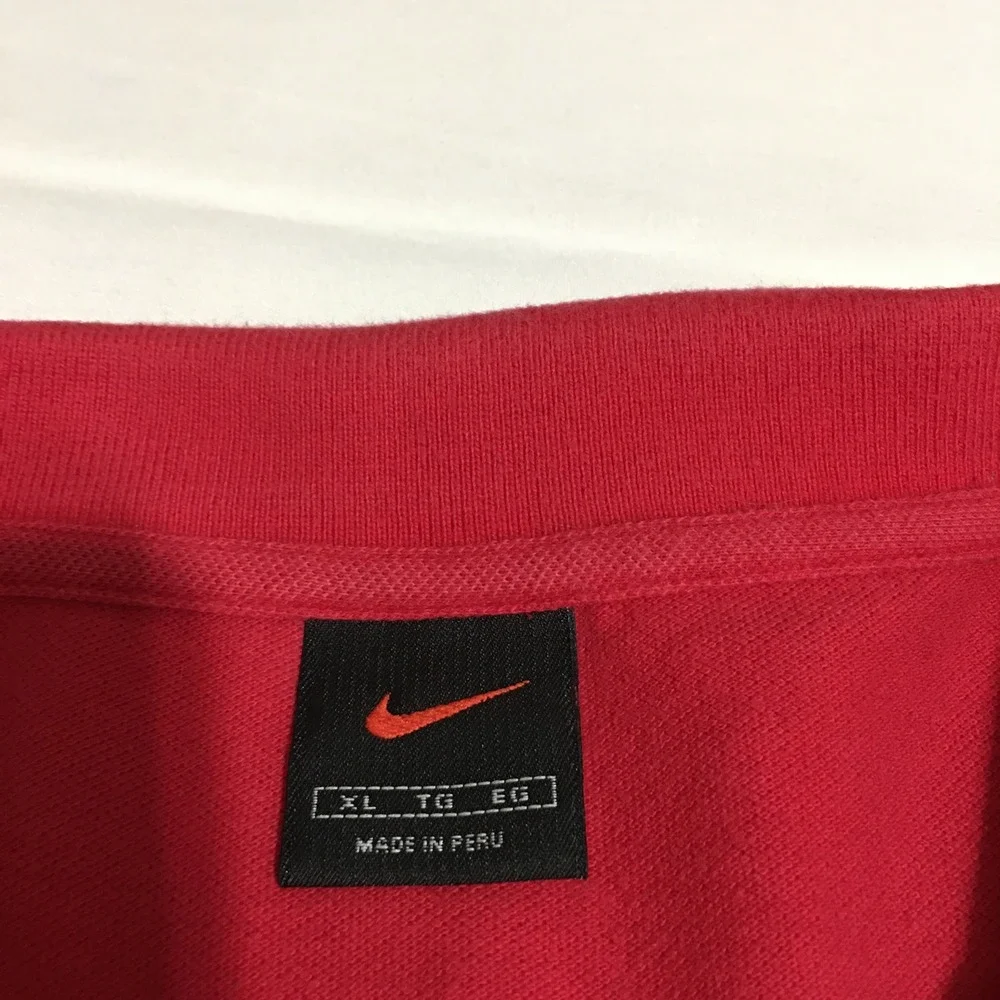 Nike Polo Shirt Mens XL Red Short Sleeve Middle Swoosh Logo Y2K